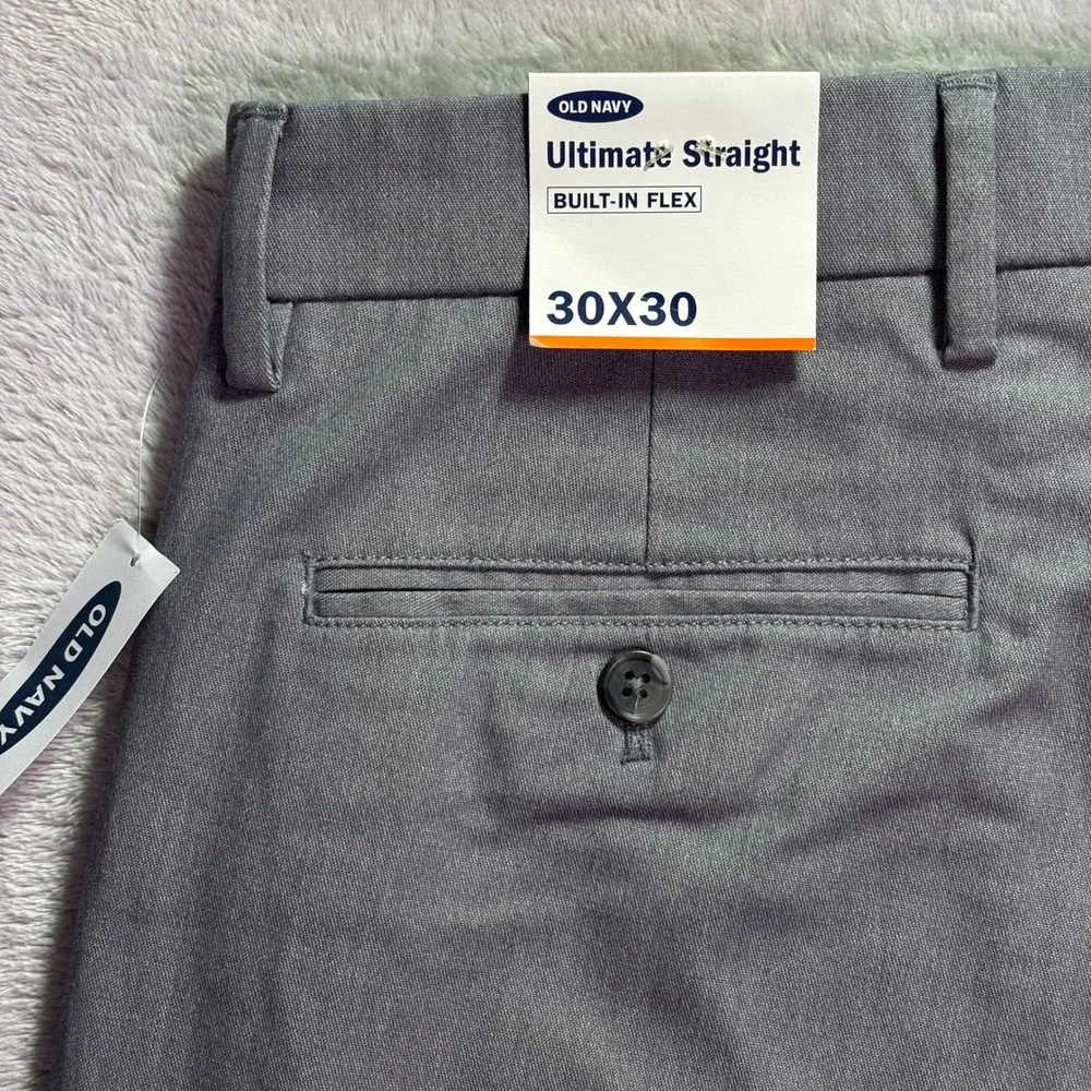 NWT Old Navy Mens Ultimate Straight Khaki Sz 30x30 Light Grey Built-In Flex